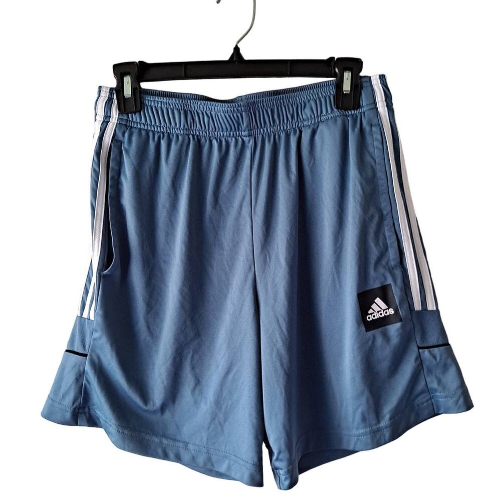 Adidas Mens 100% Polyester Blue & White Aeroready Elastic Waist Shorts - Size M